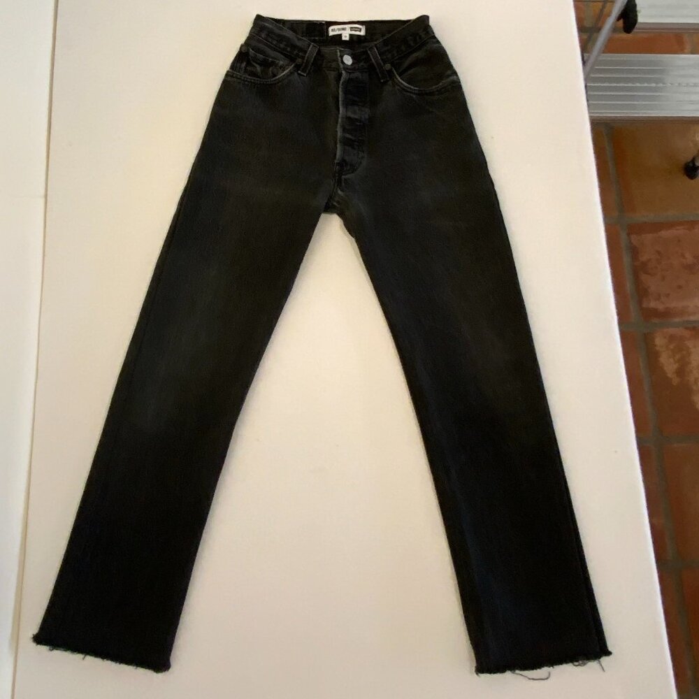 RE/DONE Levi’s High-Rise Black Jeans – Size 23 – Raw Hem